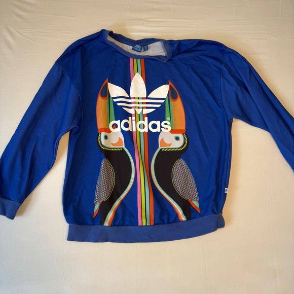 adidas Tops - Adidas Originals Farm Rio Toucan Blue Graphic Sweatshirt Womens Large L